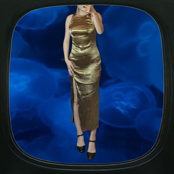 Urban outfitters greenish bronze gold midi dress - Picture 3 of 3